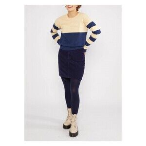 Blutsgechwister 100% Organic Cotton Striped Crew Sweater Women Size M Cream Blue